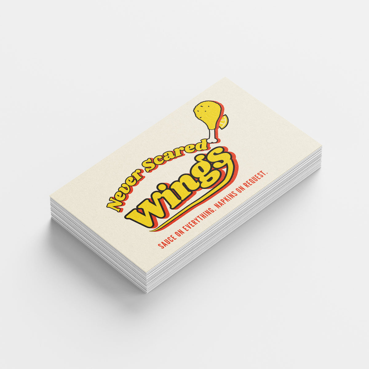 Sample design: Never Scared Wings business cards, front and back