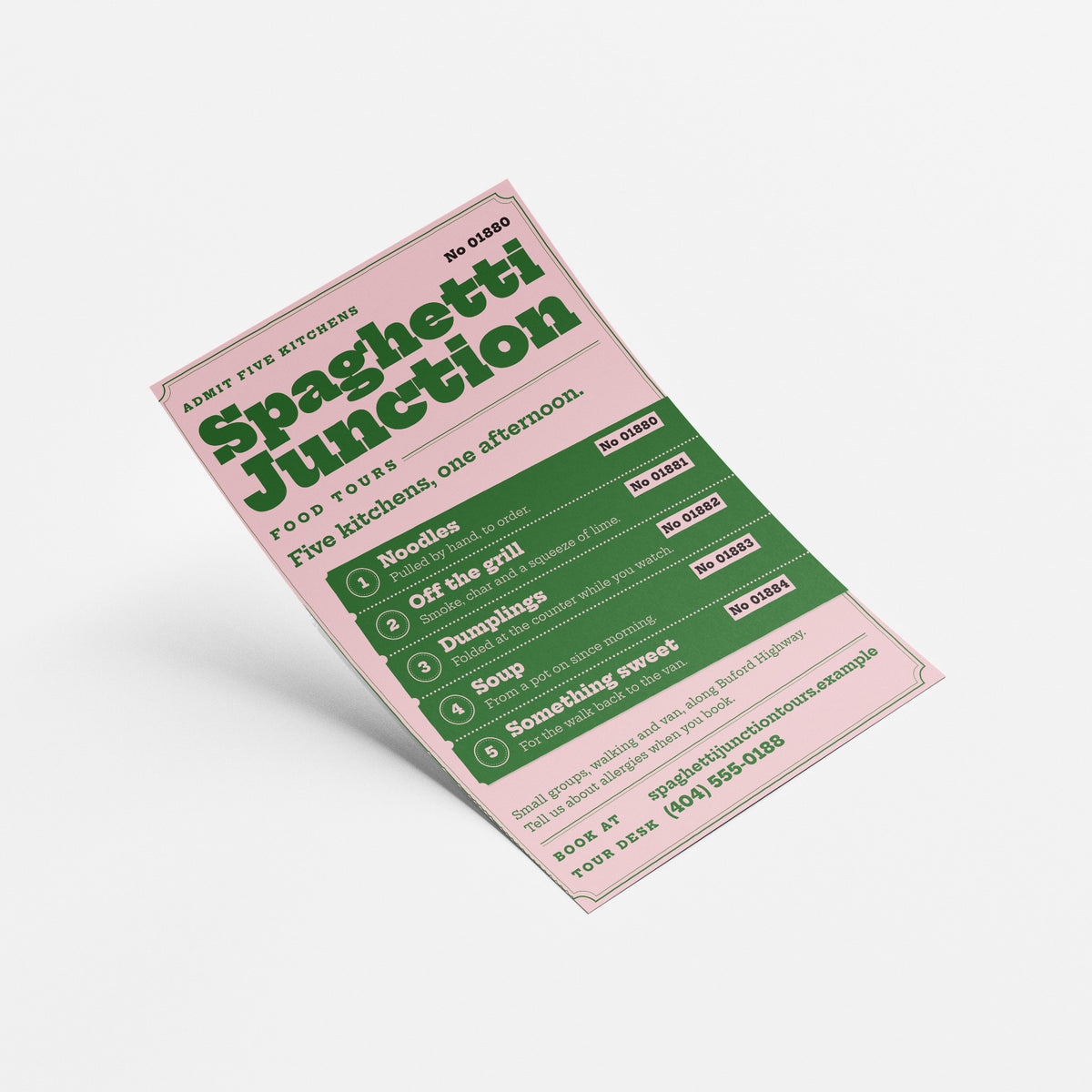 Sample design: Spaghetti Junction Food Tours half page flyer