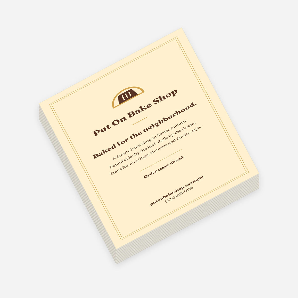 Sample design: a stack of printed flyers