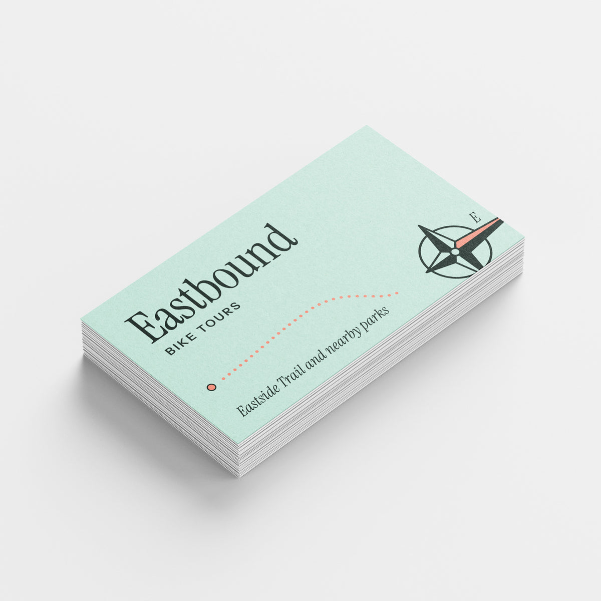 Sample design: Eastbound Bike Tours business cards, front and back