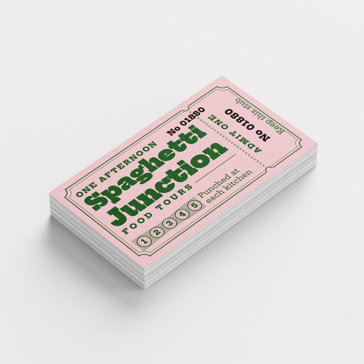 Sample design: Spaghetti Junction Food Tours business cards, front and back