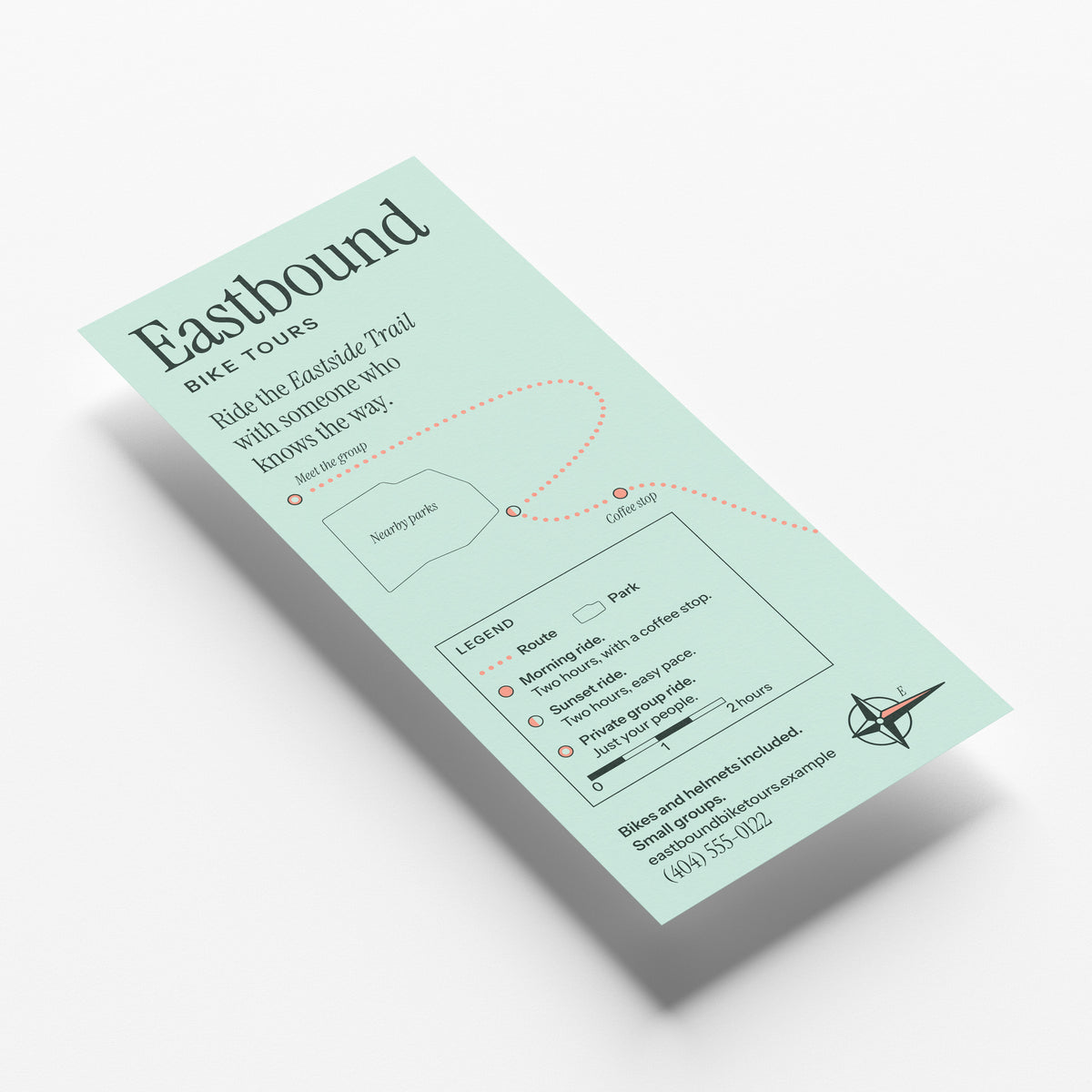 Sample design: Eastbound Bike Tours 4x9 rack card